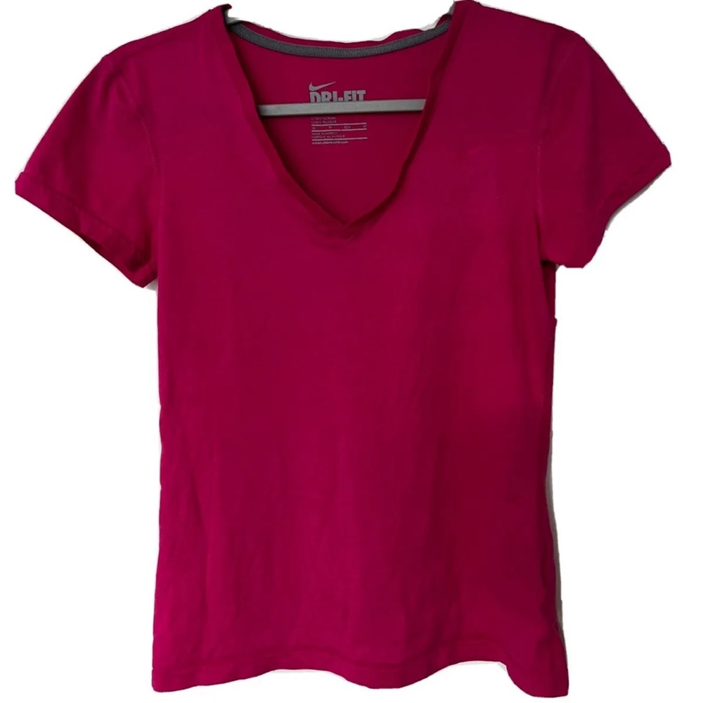 Women's Nike Running Dri Fit Pink T-Shirt Size XS
 V-neck athletic tee